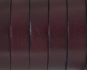 Cordon de cuero Plano 10x1,5mm. Granate-Cantos negros. Calidad superior. Precio Especial