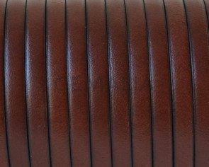 Cordon de cuero Plano 5x1,5mm. Coñac-Cantos negros. Calidad superior. Precio Especial