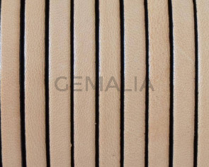 Cordon de Cuero Plano 5x1,5mm. Natural-cantos negros. Calidad superior. Precio Especial