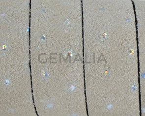 Piel de serraje/Cristal. Plano 20x2,5mm. Beige-plata. Calidad Superior