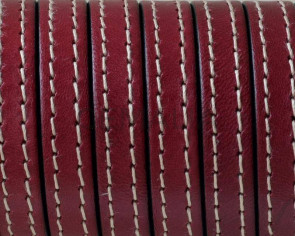 Cordon de Cuero Plano cosido. 10x2mm. Burdeos. Calidad superior. Precio Especial