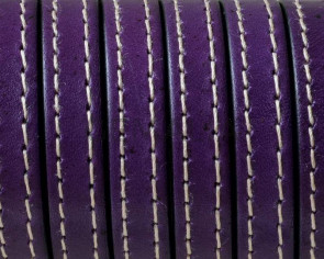 Cordon de Cuero Plano cosido. 10x2mm. Morado. Calidad superior. Precio Especial