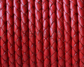 Cuero Trenzado Redondo 3mm. Rojo. Calidad superior.