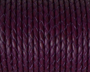 Cuero Trenzado Redondo 3mm. Morado. Calidad superior.