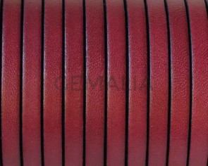 Cordon de cuero Plano 5x1,5mm. Burdeos-cantos negros. Calidad superior. Precio Especial
