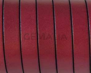 Cordon de cuero Plano 10x1,5mm. Burdeos-cantos negros. Calidad superior. Precio Especial