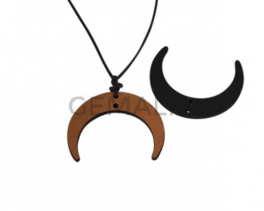 Colgante de cuero luna 34x8mm. Marron claro. Calidad superior.