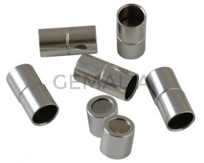 Cierre tubo Imán latón. 24x12mm. Plateado. Int.10mm
