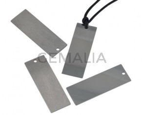 Acero inoxidable 304. Colgante.Rectangulo.14x40x1mm.Plateado.Int.2,5mm