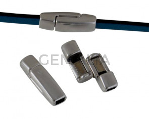 Cierre magnetico de Zamak plano. 17x5mm. Plateado. Int.3x2mm. Precio Especial