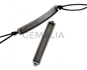 Conector de Zamak 53x7,8mm. Para cuero 5x2mm. Plateado. Int.1,2mm