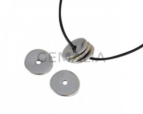 Entrepieza disco de Zamak  22x22mm. Plateado. Int.3,5mm