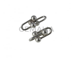 Entrepieza de Zamak 2 partes. 33x20/33x20mm. Plateado.