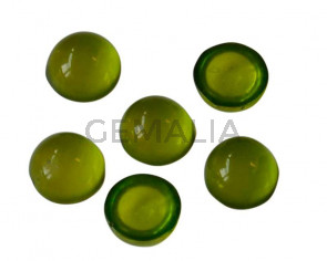 Resina. Cabujon. Moneda.7,2mm.Verde manzana translucido. Calidad Superior