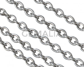 Cadena de laton oval 5x3,5mm. Plateado