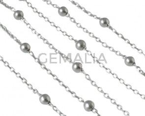 Cadena de bolas de laton 3,5mm. Plateado brillo