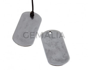 Colgante de Zamak chapa rectangular. 53x29mm. Plateado. Int.3,5mm
