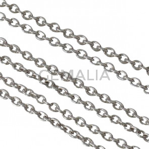 Cadena de laton oval 3,5x2mm. Plateado.