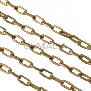 Cadena de laton oval 12x6mm. Oro.