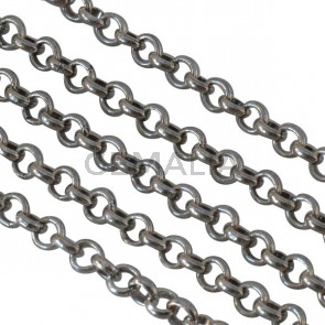 Cadena de laton de rolo 3,5x3,5mm. Plateado.