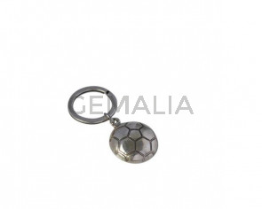 Llavero de Zamak futbol. Balon 26mm.Plateado.