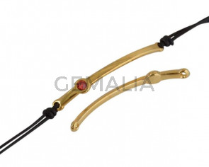 Conector de SWAROVSKI y Zamak. 43x5mm. Dorado-Padparascha. Int.1,5mm