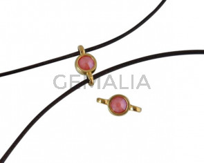 Conector de SWAROVSKI y Zamak 10x5mm. Dorado-Light Coral.Int.1,2mm