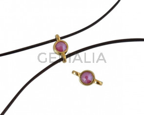 Conector de SWAROVSKI y Zamak 10x5mm. Dorado-Peony Pink.Int.1,2mm