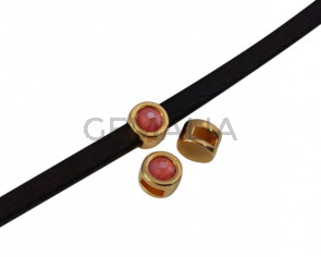 Entrepieza de SWAROVSKI y Zamak. Moneda 8mm. Dorado-Light Coral. Int.5x2mm