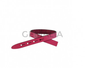 Tira de cuero para hebilla. 230x10mm. Fucsia-cantos negros. Calidad superior.