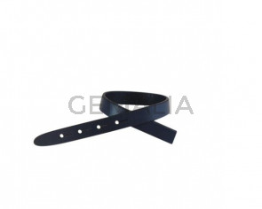 Tira de cuero para hebilla. 230x10mm. Azul marino-cantos negros. Calidad superior.