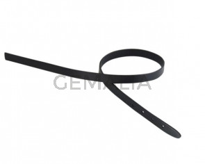 Tira de cuero para hebilla. 430x10mm. Negro-cantos negros. Calidad superior.