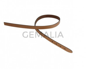 Tira de cuero para hebilla. 430x10mm. Marron claro-cantos negros. Calidad superior.