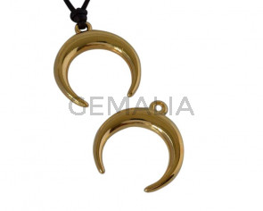 Colgante de Zamak luna 23mm. Dorado. Int.2mm