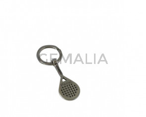 Llavero de Zamak padel. Pala 52x23mm. Plateado.