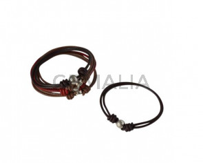 Pulsera padel de zamak y cuero 2mm. MIX. Adaptable. Calidad Sup.