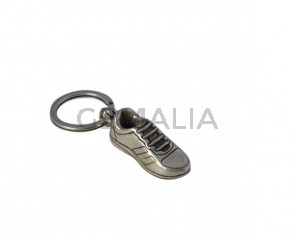 Llavero de Zamak running. Zapatilla 38x13x15mm. Plateado. 