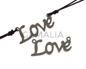 Conector de Acero inoxidable 304. Love 22x9x1mm. Plateado. Int.1mm