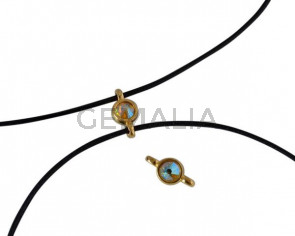Conector de SWAROVSKI y Zamak 10x5mm. Dorado-Citrine Shimmer.Int.1,2mm
