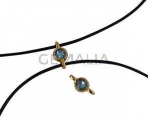 Conector de SWAROVSKI y Zamak 10x5mm. Dorado-Army Green Delite.Int.1,2mm