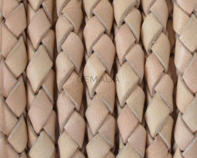 Bolo Braided Round Leather Cord. 5mm. Natural color.