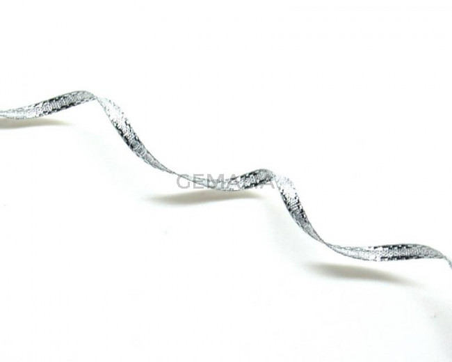 Ribbon. 3mm. Metal silver. Best Quality.