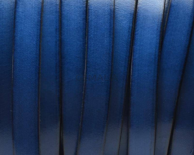 Flat Leather cord 10x1.5mm. Blue&B. Best Quality.