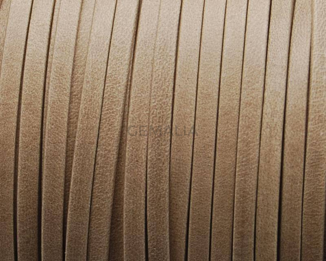 Flat Leather cord. 3x1mm. Beige matt. Best Quality.