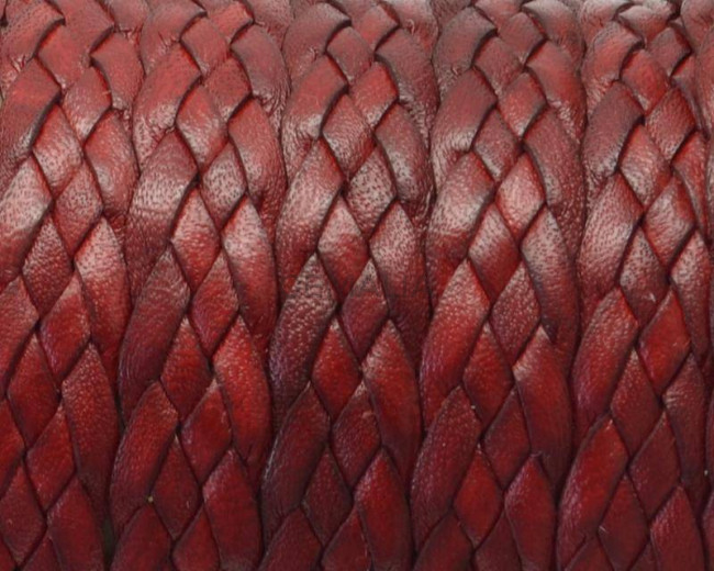 Bolo Braided Flat Leather Cord. 10x1.2mm. Dark red. Best Quality.