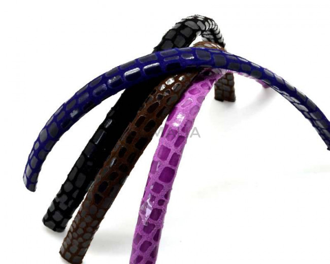 Cancun suede Leather cord. Half Round. 10x5mm.