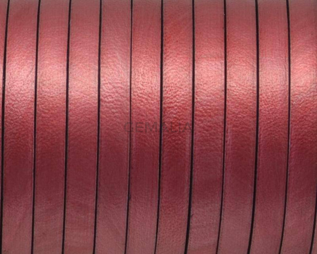 Flat Leather cord 5x1.5mm.Metal red. Best Quality. Bulk Price.