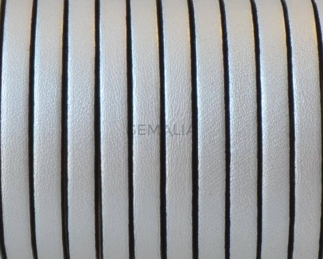 Flat Leather cord 5x1.5mm. Metal silver2-black. Best Quality. Bulk Price.
