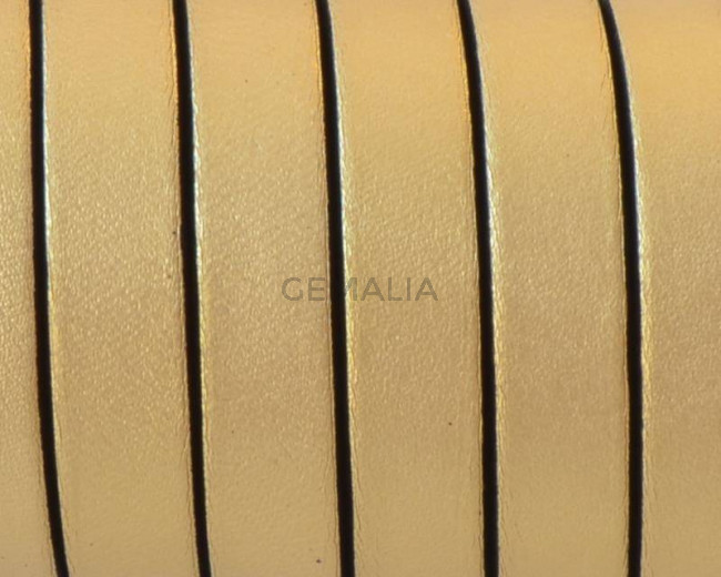 Flat Leather cord. 10x1.5mm. Metal gold2-black. Best Quality.