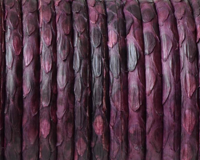 Python skin Leather cord. Round. 4mm. Hole. Lilac. Inn.0.8mm.approx. Best Quality.